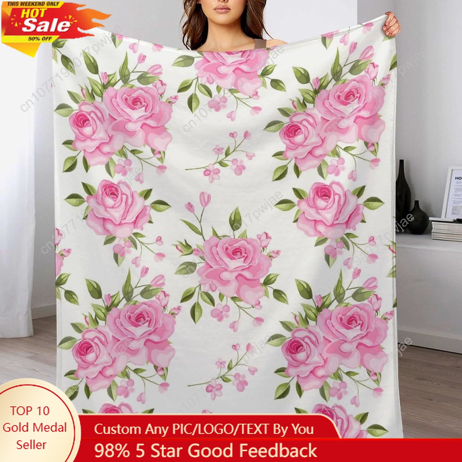 Home Textiles And Decor - Одеяло с розовым цветком, цветочный декор,