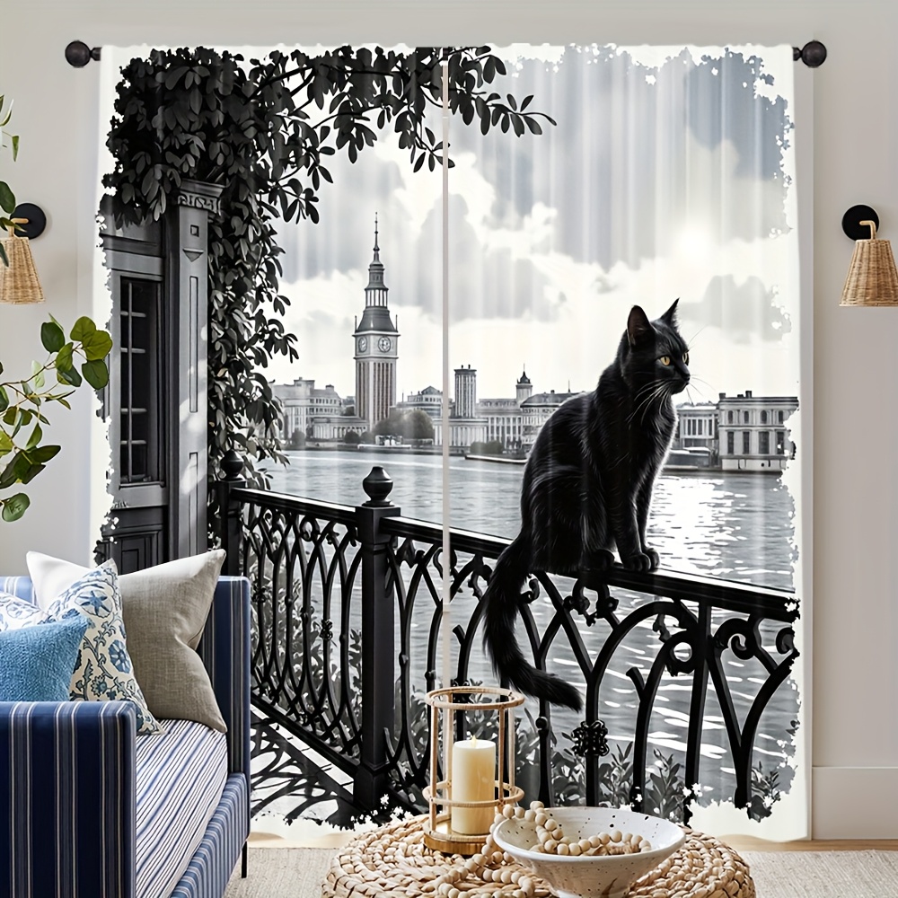 Home Textiles London - Штора «Чёрный кот», занавеска на балкон